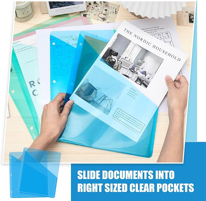Seajan 100 Pcs Pocket Folders for 3 Ring Binder Clear Plastic Folders Sleeves - Image 4