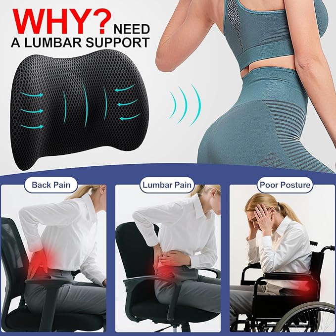 BYMECOST Lumbar Support Pillow for Car, Memory Foam Car Seat Back Support - Image 6