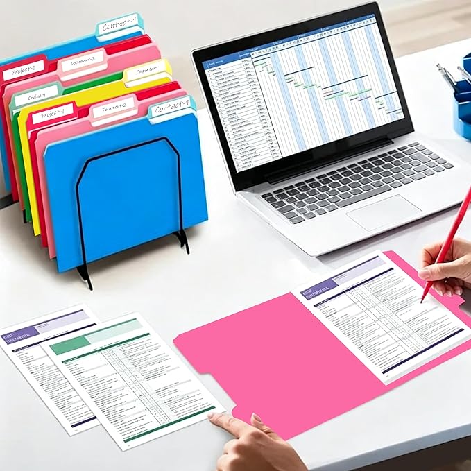 36 Packs Colored File Folders, Rose Red File Folders, Two Tone Color File - Image 7