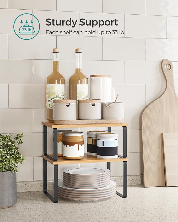 SONGMICS Cabinet Organizer Shelf, Kitchen Storage, Spice Rack, Expandable - Image 4