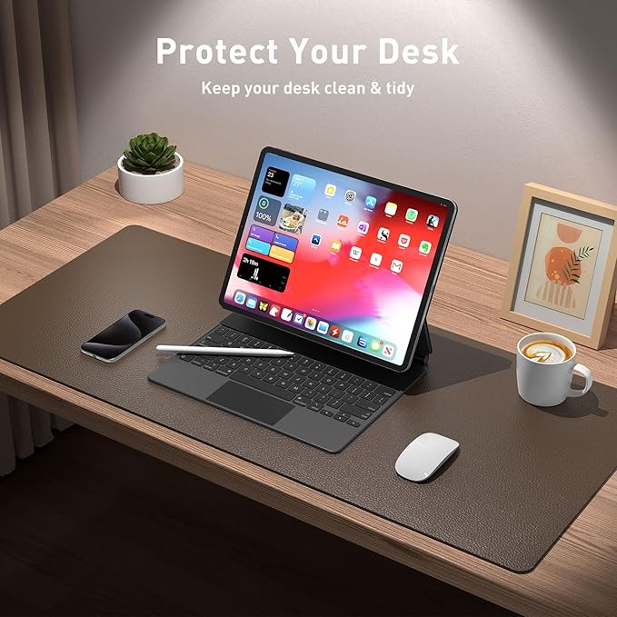 Aothia Leather Desk Pad Protector, Office Desk Mat, Large Mouse Pad, Non-Slip - Image 3