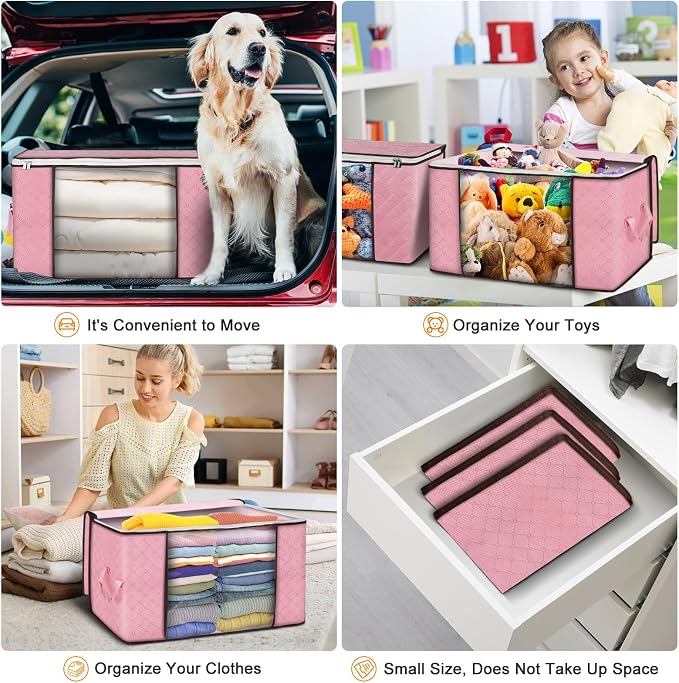 Budding Joy 90 L Large Storage Bags, 6 Pack Clothes Bins Foldable Closet - Image 5