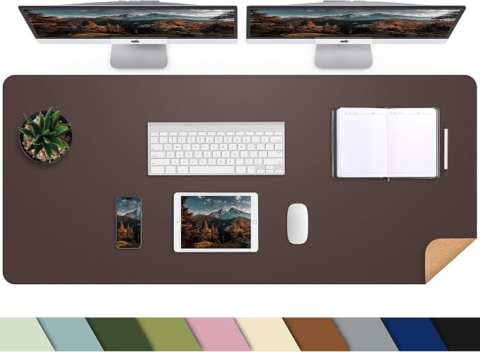 AFIING Leather Desk Pad Protector, Large Desk Mat by AFIING