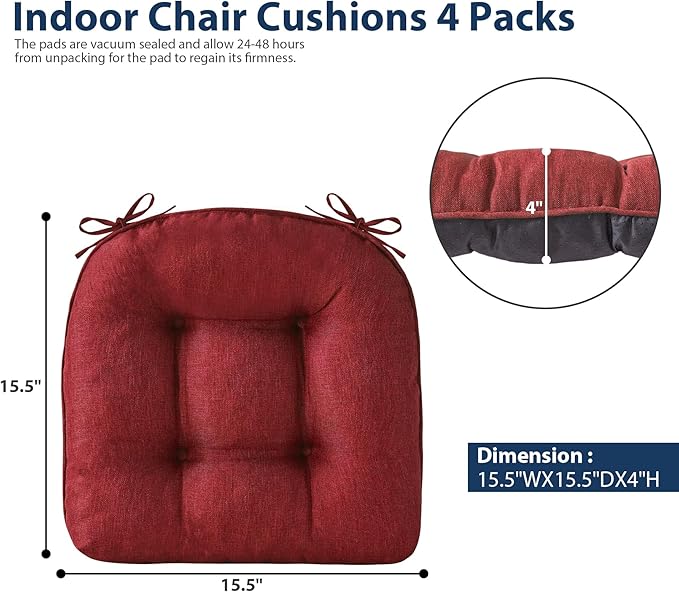 IASEAHK Chair Cushions for Dining Chairs, Seat Cushions for Kitchen Chairs - Image 2