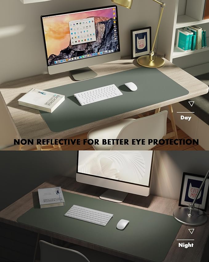 YSAGi Double-Sided Desk Pad, 23.6"x13.7"Leather Desk Mat, Eco Cork Desk Pad - Image 4