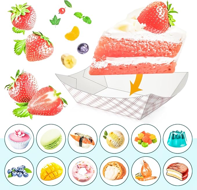 80 Pack Checkered 1/2Lb Paper Food Boat Trays Disposable Small Paper Boats - Image 7