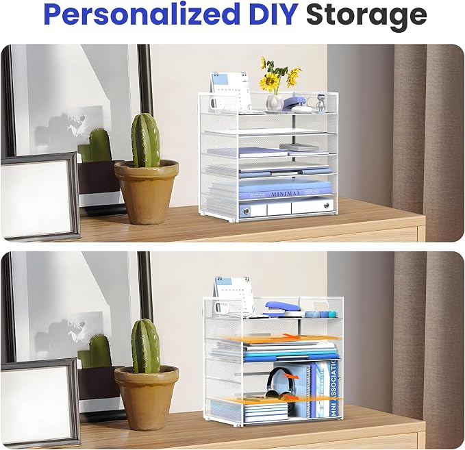Daltack 6 Tier Paper Organizer for Desk, Paper Letter Tray Organizer for Desks - Image 2