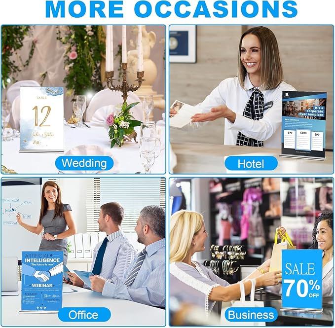 EHWINE 16 Pack Acrylic Sign Holders 5x7 Double-Sided Tabletop Display Stands - Image 6