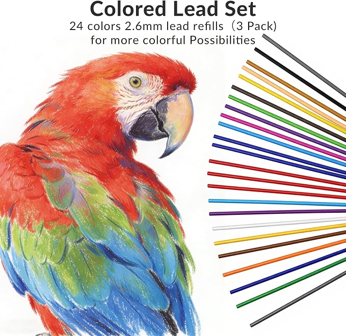 2.6MM Colored Mechanical Pencil Lead Refills, 24 Assorted Color Pencils Refills - Image 5