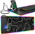 RGB Mouse Pad with Foldable Phone Stand Wireless Charger, 31.5"x11.8" XL Gaming by miroddi