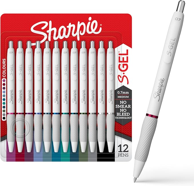 Sharpie S-Gel Pens, Fashion Barrel Gel Pens, Pearl White Body, Medium Point by Unknown