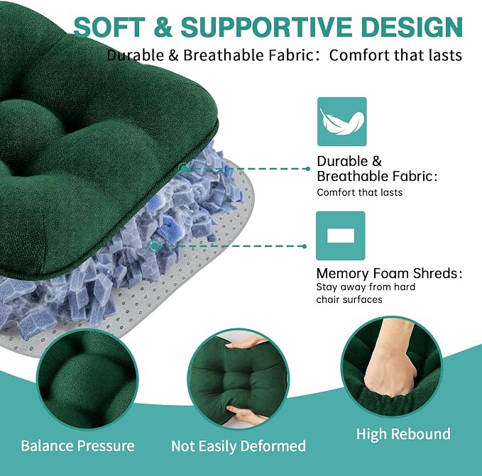 BETU Chair Cushions for Dining Chairs Set of 6, 3.5" Thick Kitchen Table Chair - Image 8