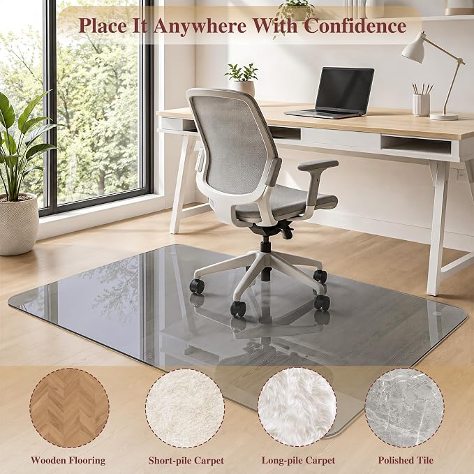 Tempered Glass Chair Mat for Carpet，36"x48" Office Mats for Rolling Chairs - Image 7