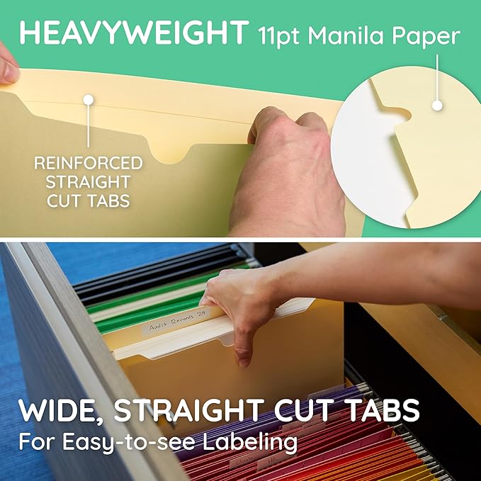 Blue Summit Supplies 2 Inch Manila File Jacket, 50 Folders, Reinforced Straight - Image 4