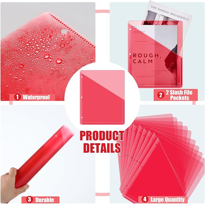 Seajan 100 Pcs Pocket Folders for 3 Ring Binder Clear Plastic Folders Sleeves - Image 3