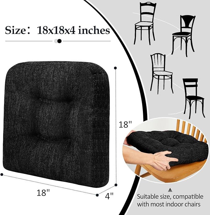downluxe Chair Cushions for Dining Chairs 4 Pack, Tufted Indoor Chair Pads - Image 4