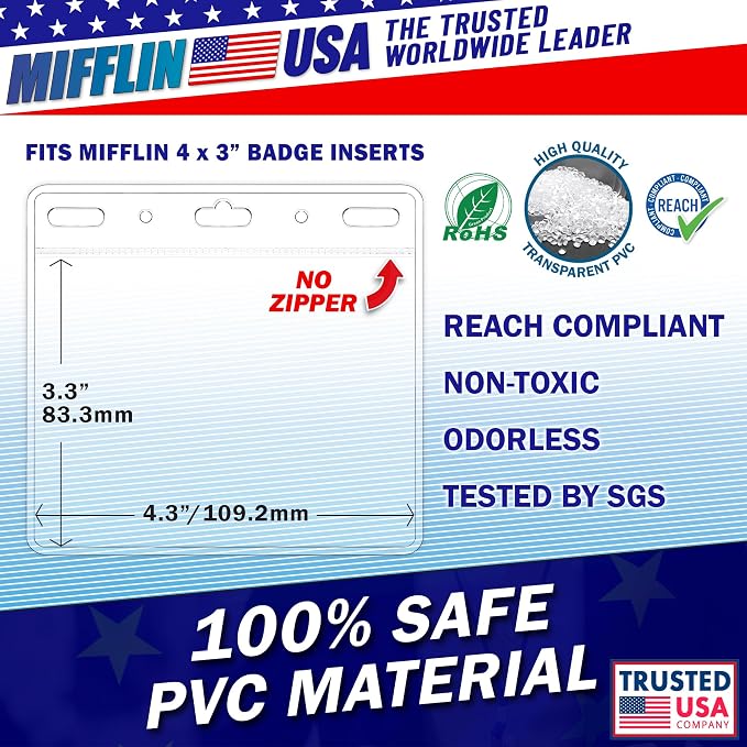 Mifflin-USA Card Protector Quick Load Horizontal No Zipper Name ID Badge Holder… - Image 3