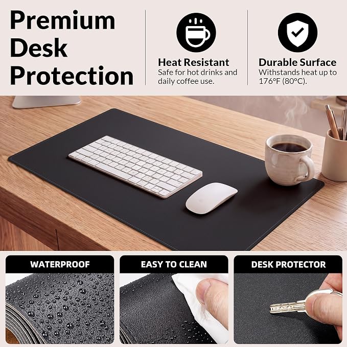 AFIING Desk Mat, 31.5" x 17", Cork Desk Pad Protector | Dual-Sided Cork & PU - Image 5