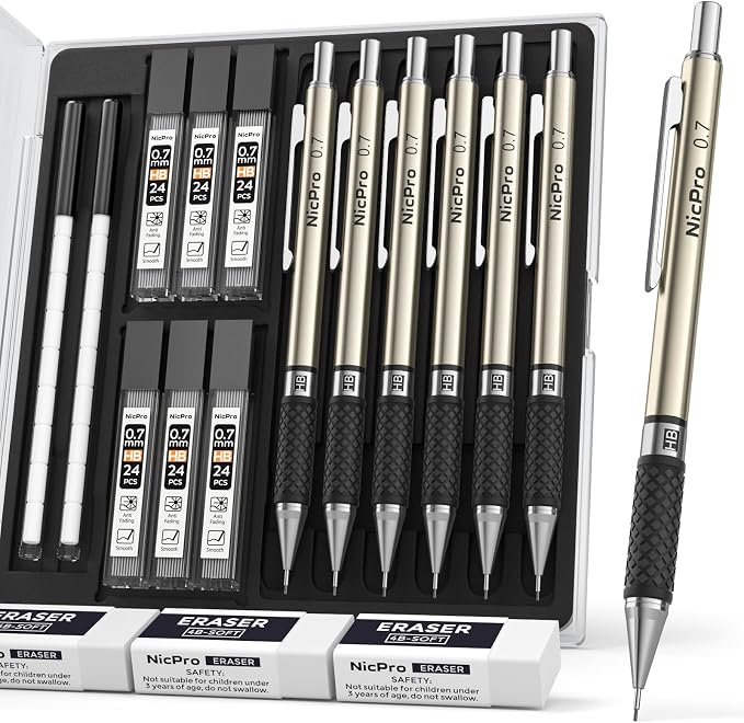 Nicpro 0.7 mm Art Mechanical Pencils Set, Artist Writing by Nicpro