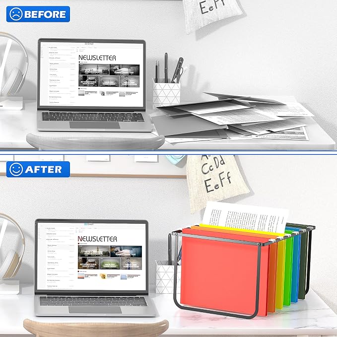 2 Packs Legal/Letter Size Hanging File Folder Frame, Desk Organizer Destop - Image 4