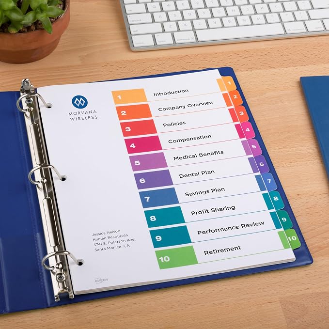 Avery 10 Tab Dividers for 3 Ring Binders, Customizable Table of Contents - Image 5