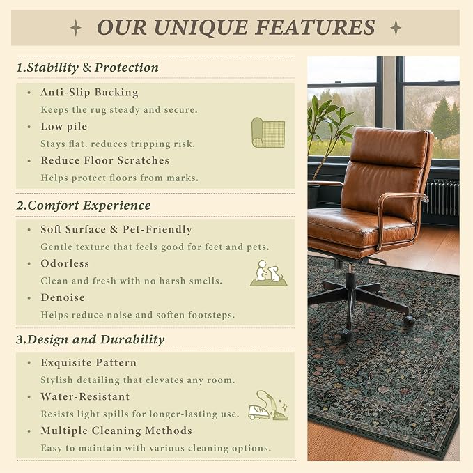 Dark Green 3x5 Office Chair Mat - Image 6