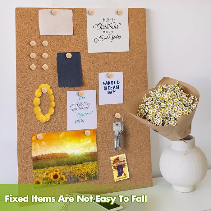 120Pcs Ball Wooden Push Pins, Wood Pins and Tacks, Decorative Cork Board Pins - Image 5