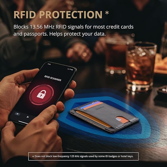 Buffway Slim Minimalist Front Pocket RFID Blocking Leather Wallets - Image 6
