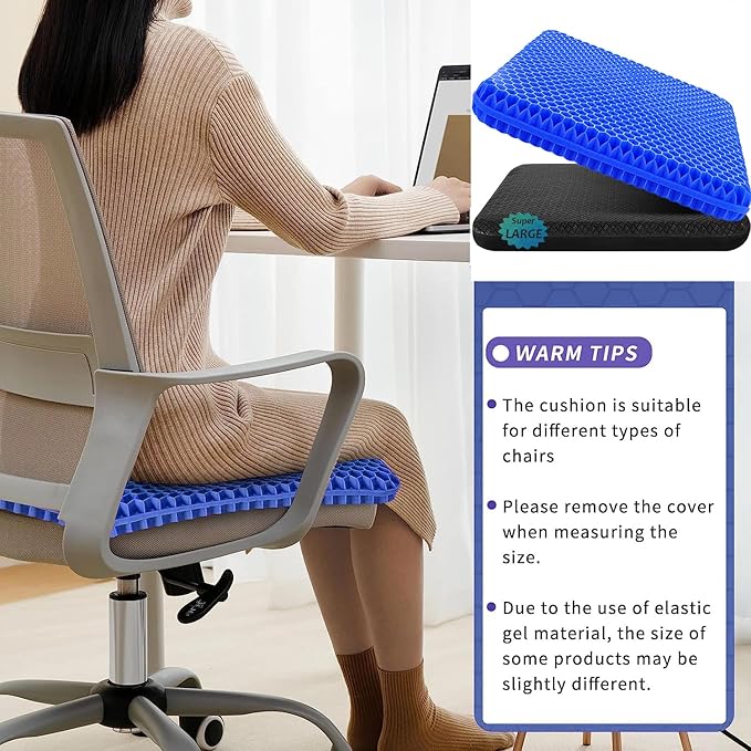 Super Large Gel Seat Cushion for Long Sitting Pressure Pain Relief | 19x19inch - Image 4