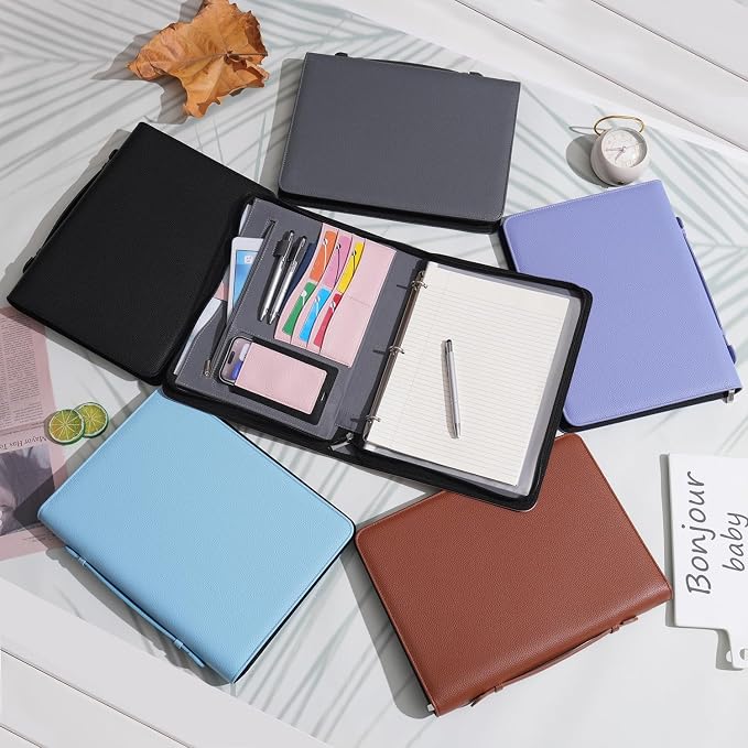 Wonderpool Travel Zippered Portfolio 3 Ring Binder A4 Padfolio Document Case - Image 6
