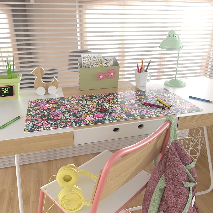 Colorful Star Large Mouse Pad, Floral Desk Mat Office Supplies, Waterproof Faux - Image 8