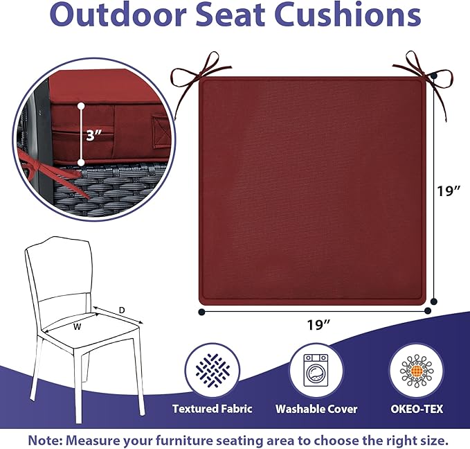IPYNBAP Outdoor Chair Cushions Set of 4 -Waterproof Outdoor Seat Cushions - Image 6