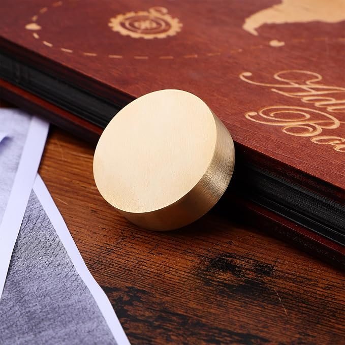TEHAUX 4pcs Brass Paper Weight, 1.6 inch Small Round Block Paperweight - Image 8