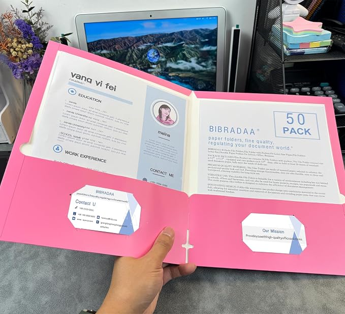 BIBRADAA® 50 Packs Pink Folders - Image 5