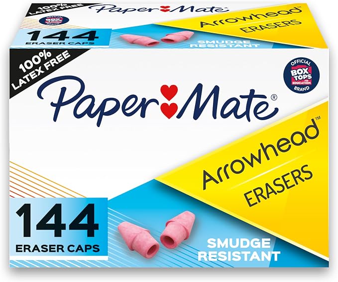 Paper Mate Arrowhead Pink Pearl Cap Erasers, Homeschool, Teacher Supplies by Unknown