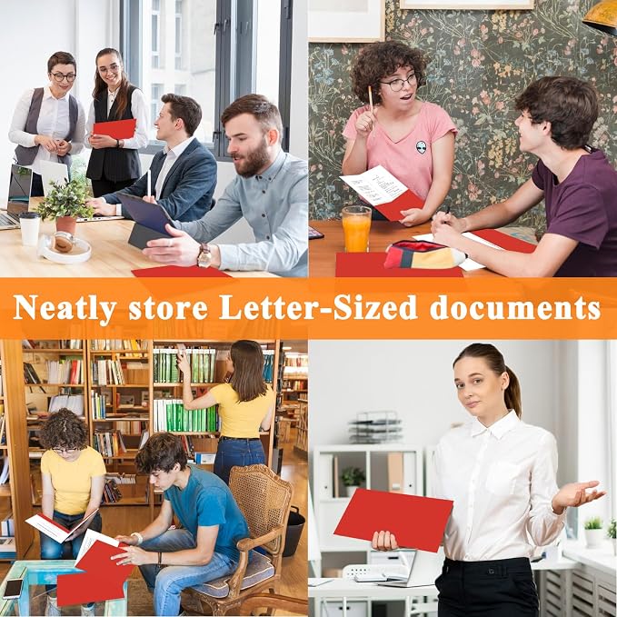 pmybupo 50pcs Red Folders with Two-Pockets Fit Letter Size Paper, Paper File - Image 5