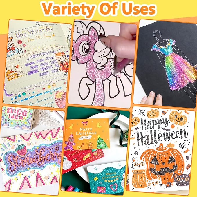 100 Colors Glitter Gel Pens, Colored Sparkle Metallic Gel Ink Pens, Coloring - Image 5