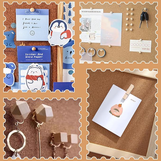 196 Pcs Thumb Tacks, Push Pins for Cork Board, Wooden Push Pins, Wooden Thumb - Image 7