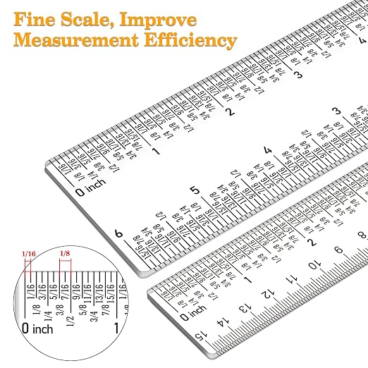 6/12inch Clear Acrylic Ruler 3 Pack Zero-Centering Ruler - Image 4