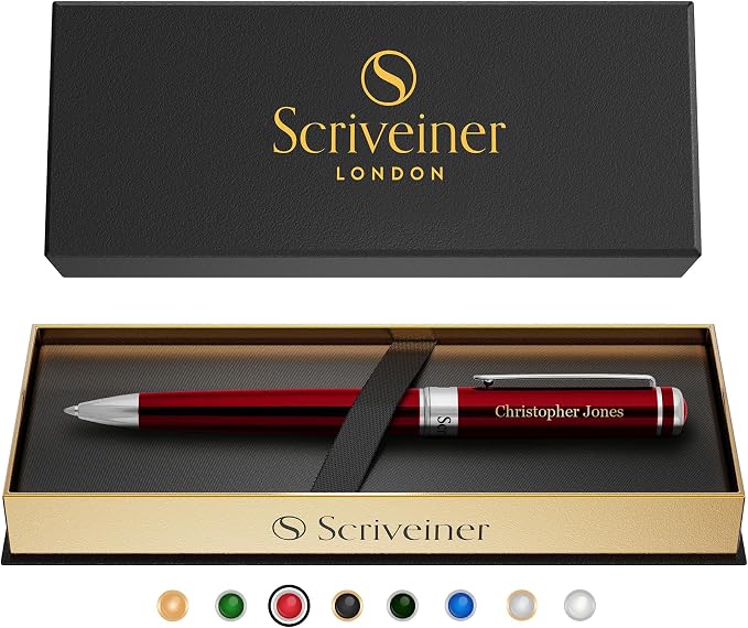Scriveiner Personalized Deep Crimson Red Ballpoint Pen by Scriveiner