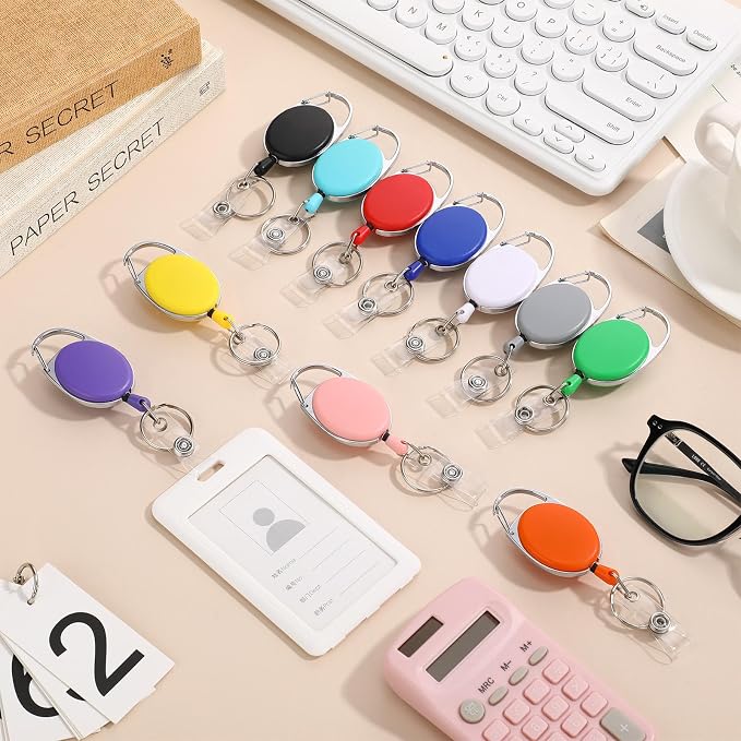 Laumoi 150 Packs Retractable ID Badge Holder Name ID Badge Reel Clips Keychain - Image 6