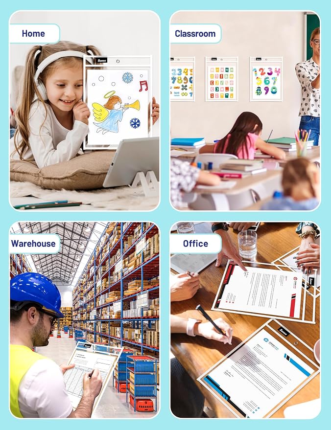 SUNEE 6 Packs Oversized Reusable Dry Erase Pocket Sleeves - Image 7