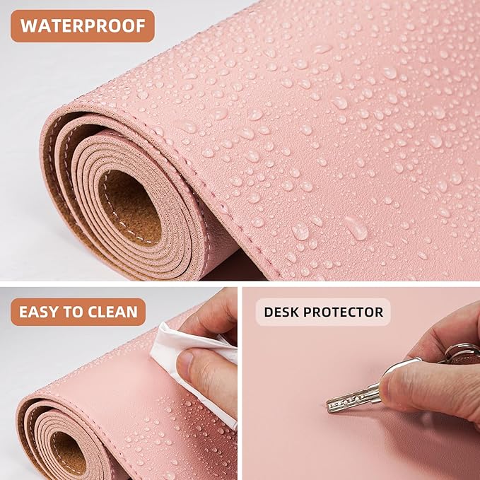 AFIING Leather Desk Pad Protector, 23.6" x 13.7" | Large Mouse Pad, Dual-Sided - Image 4