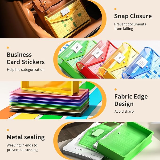 7 Pack Plastic Expanding File Folder, Transparent envelopes - Image 4