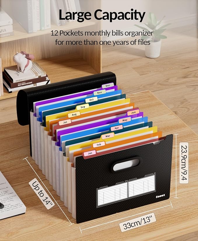 Sooez Upgraded Accordion File Organizer, Expanding File Folder - Image 4