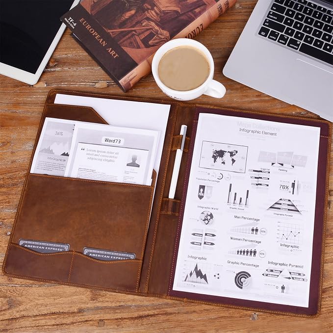 Jack&Chris Leather Portfolio, A4 Document Folder Legal Pad Padfolio, - Image 5