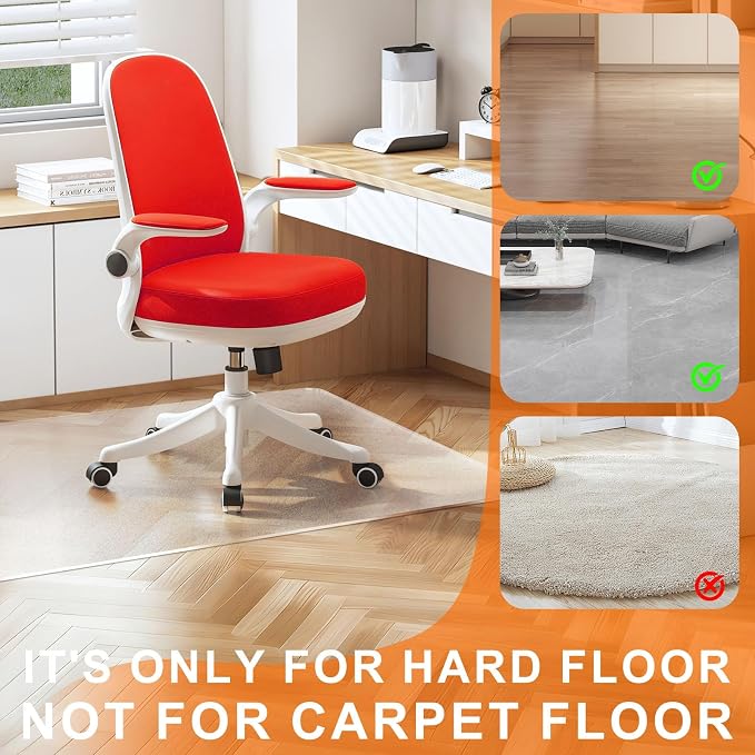Clear Chair Mat for Hard Floor, Rectangle | Durable Thick PVC, Anti-slip Grip - Image 3