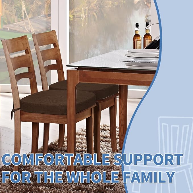 BUYUE Thickened 2.5" Dining Chair Cushions Set of 6, U-Shape High Density Foam - Image 4