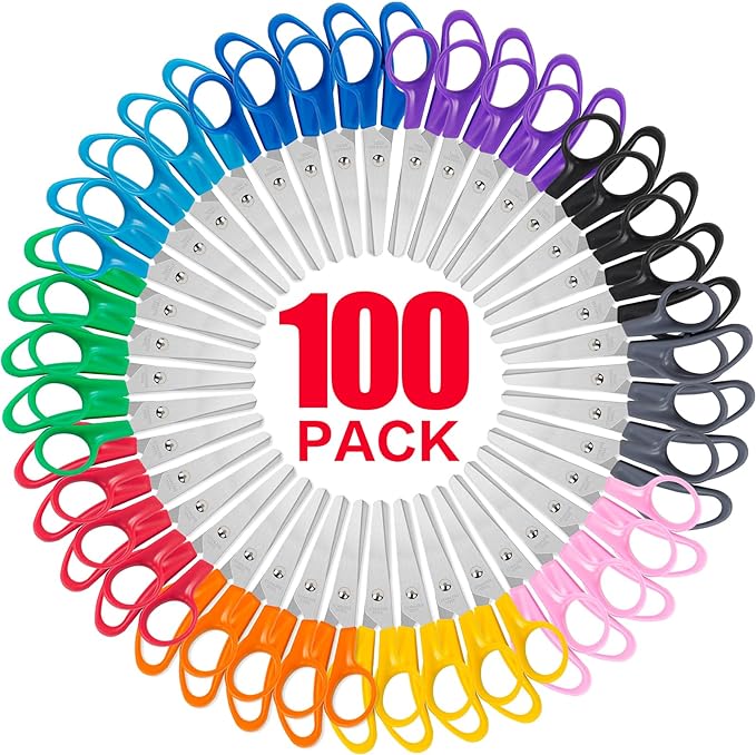 Toidgy 100 Pack Kids Scissors, 5 Inch Scissors Bulk by Toidgy