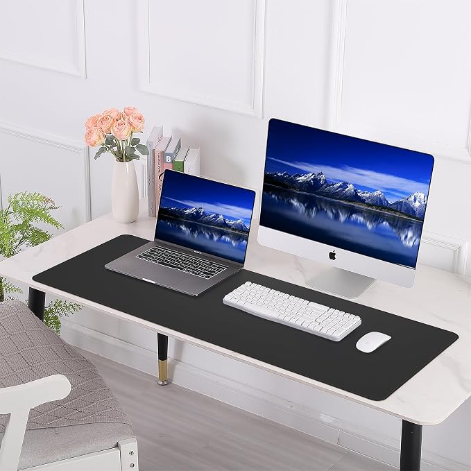AFIING Desk Mat 35.4" x 17", Cork & PU Leather Desk Pad, Waterproof Desk - Image 10